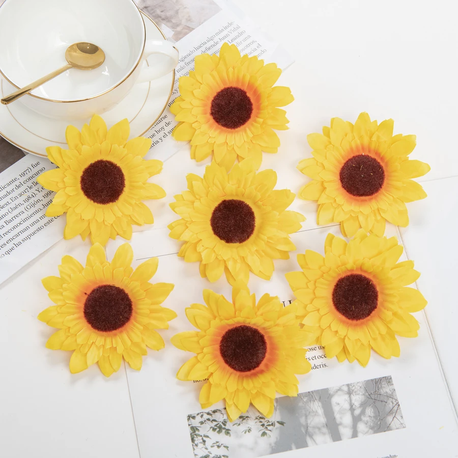 10PCS Silk Sunflower New Year's Eve Christmas Decoration for Home Accessories Wedding Wall Fake Daisy Garland Artificial Flowers