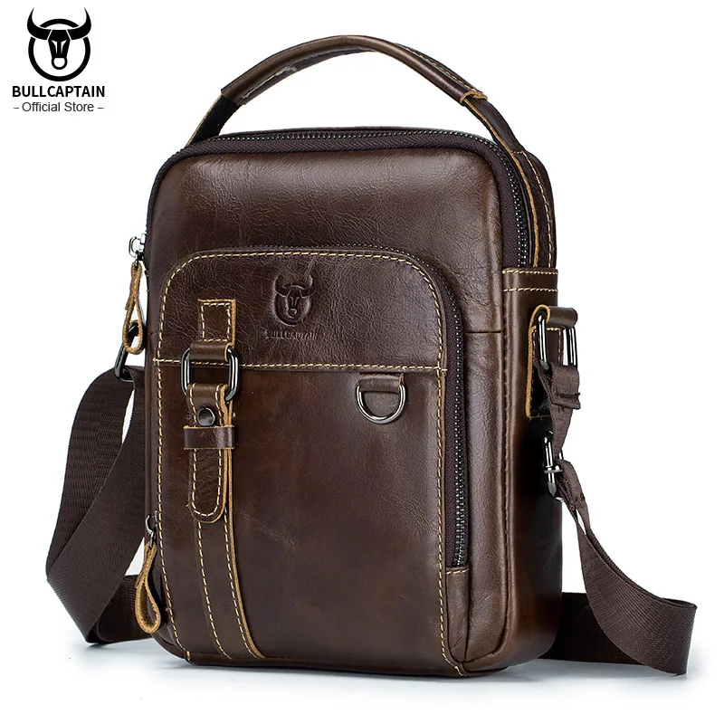 BULLCAPTAIN Fashion Men\'s Shoulder Bag Leather Messenger Bags Male Bolsos Crossbody Bags Quality Man\'s Handbag Travel For Ipad