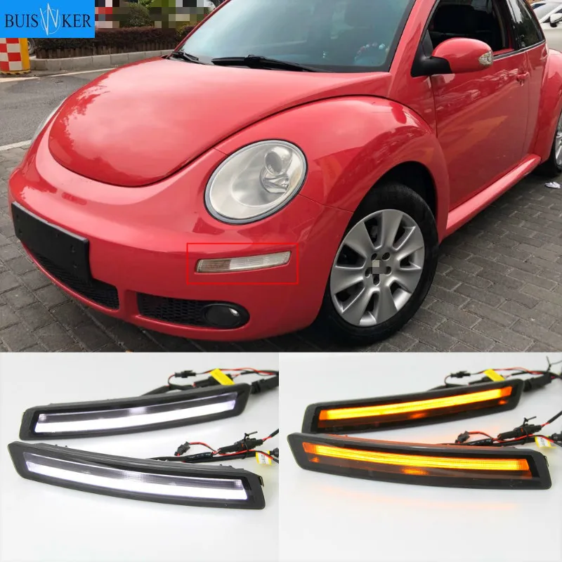 

For Vw Volkswagen Beetle 2007 2008 2009 2010 LED Daytime Running Lights Yellow Turning Signal Lights bumper fog lamp cover