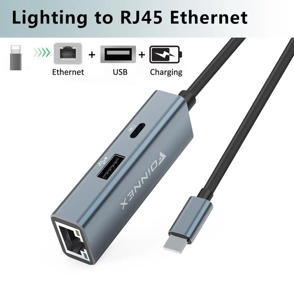 Адаптер Ethernet, Lightning/RJ45, Foinnex, для iPhone