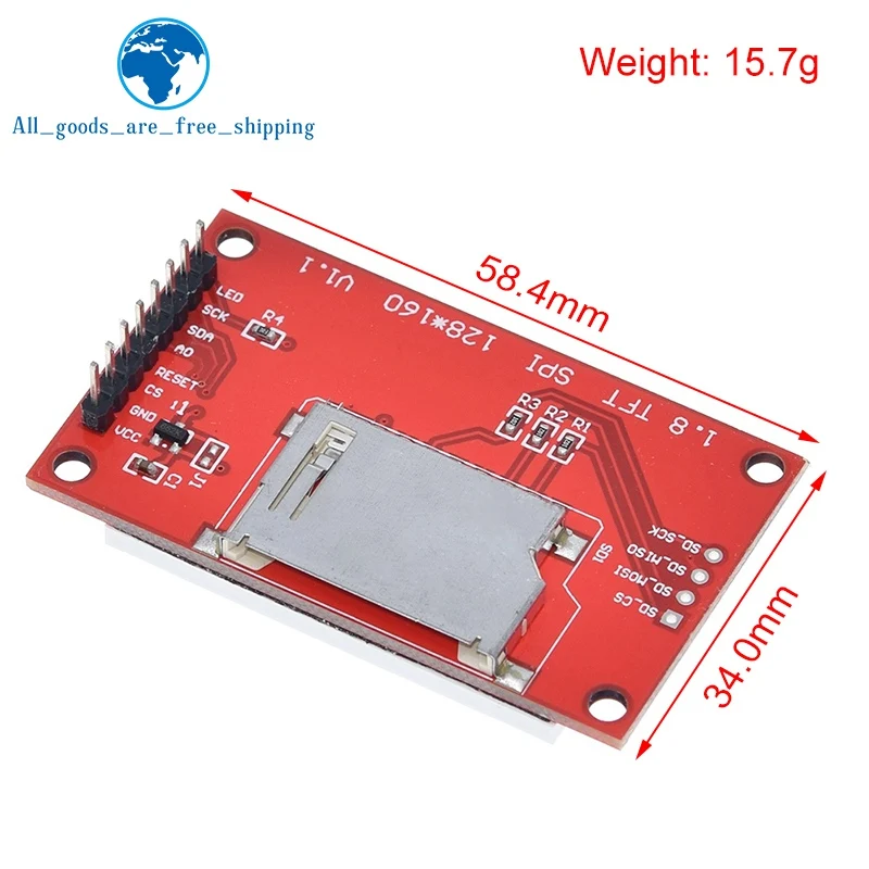 TZT 1.8 inch TFT LCD Module LCD Screen Module SPI serial 51 drivers 4 IO driver TFT Resolution 128*160  For Arduino