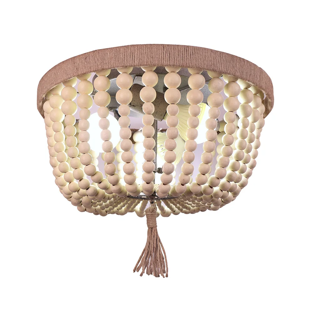 

retro round E27 LED adjustable height wooden bead ceiling lamp children bedroom living room hotel kitchen crystal ceiling