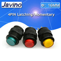 2/10/20PCS circular self-lockin 16MM Latching/Momentary push button switch with LED lighting 4Pin R16-503