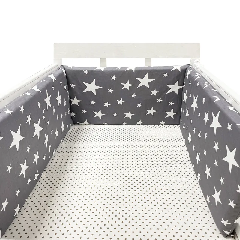 baby nursery Nordic Stars Design Baby Bed Thicken Bumper One-piece Crib Around Cushion Cot Protector Pillows Newborns Room Decor