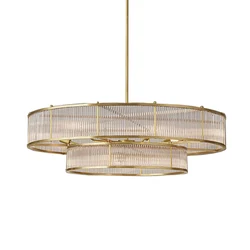 LED American Linear Round Chrome Golden Dimmable Hanging Lamps Chandelier Lighting Lustre Suspension Luminaire Lampen For Foyer