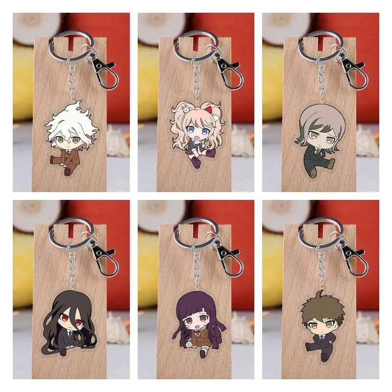 Game Danganronpa Character Keychain Anime Figure Cosplay Kirigiri Kyouko Togami Byakuya Nagito Komaeda Acrylic Keyring Fans Gift