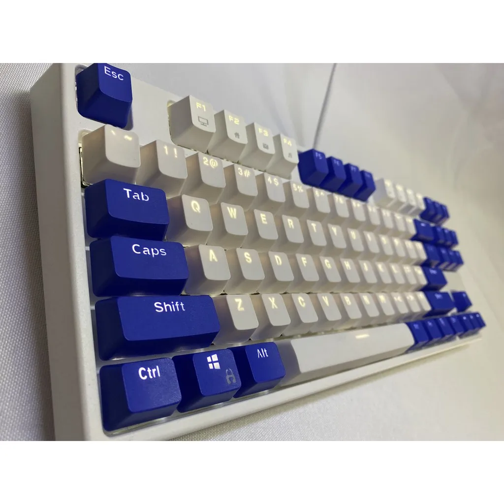 Hải Quân Xanh Dương Trắng Keycaps, 87 Phím PBT Phím Keycaps Cơ Keycaps Đôi Backlit Từ Màu Sắc Trong Suốt Chơi Game Keycap