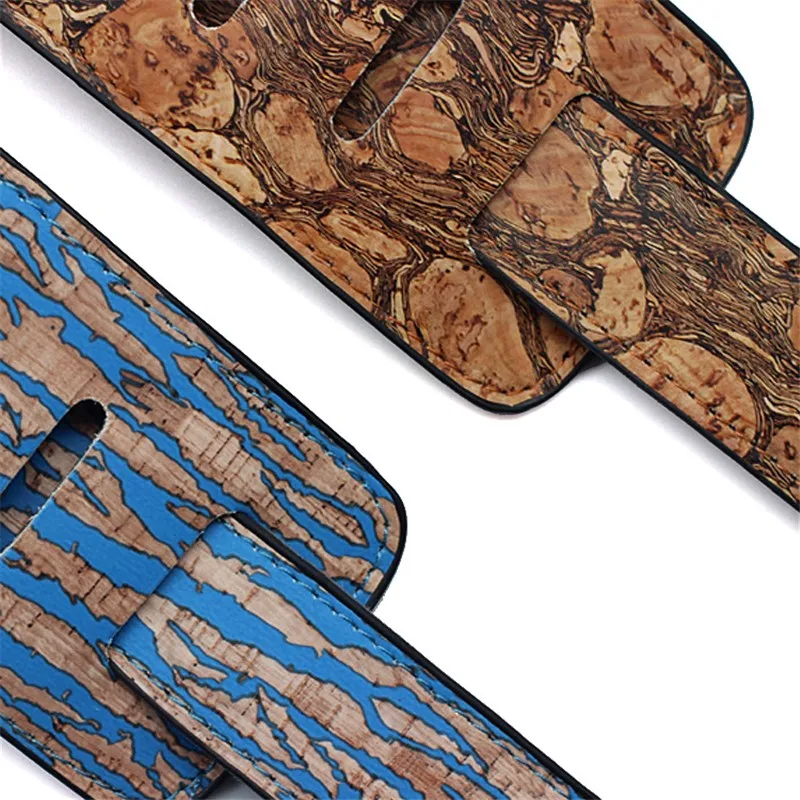 Wood-Grain Pu Leather Guitar Strap for Bass Electric Guitar Accessories Musical Instrument Vegan Leather Bass Strap Ukulele Belt