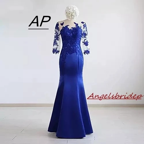 

ANGELSBRIDEP 2 STORE Half Sleeves Vestidos FiestaElegantes De Gala Charming Appliques Mermaid Evening Dress Custom Made