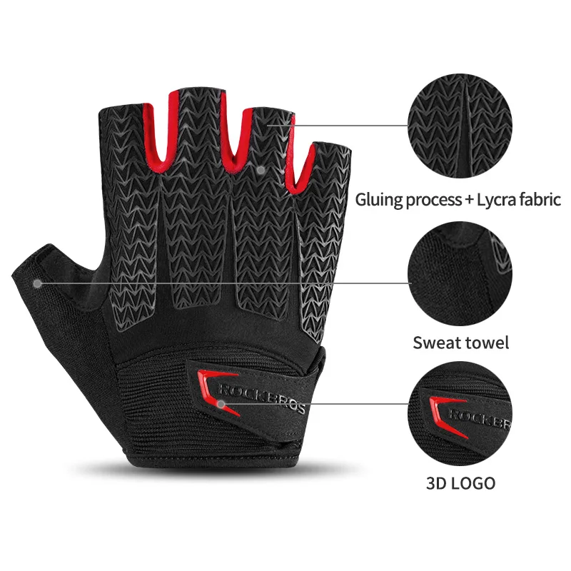 ROCKBROS Pro Bike Cycling Gloves Half Finger GEL Pad Shockproof Mens Women Spring Summer Sports Non-slip Gloves Guantes Ciclismo