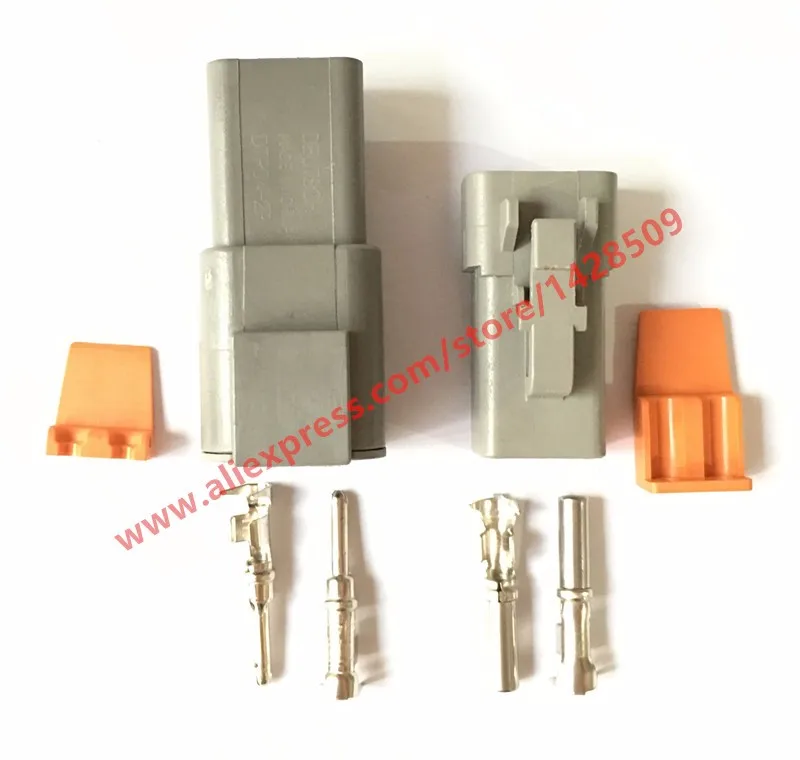 1 Set Deutsch DTP Gray 2 Pin Male Female Waterproof Electrical Auto Connector DTP06-2S DTP04-2P