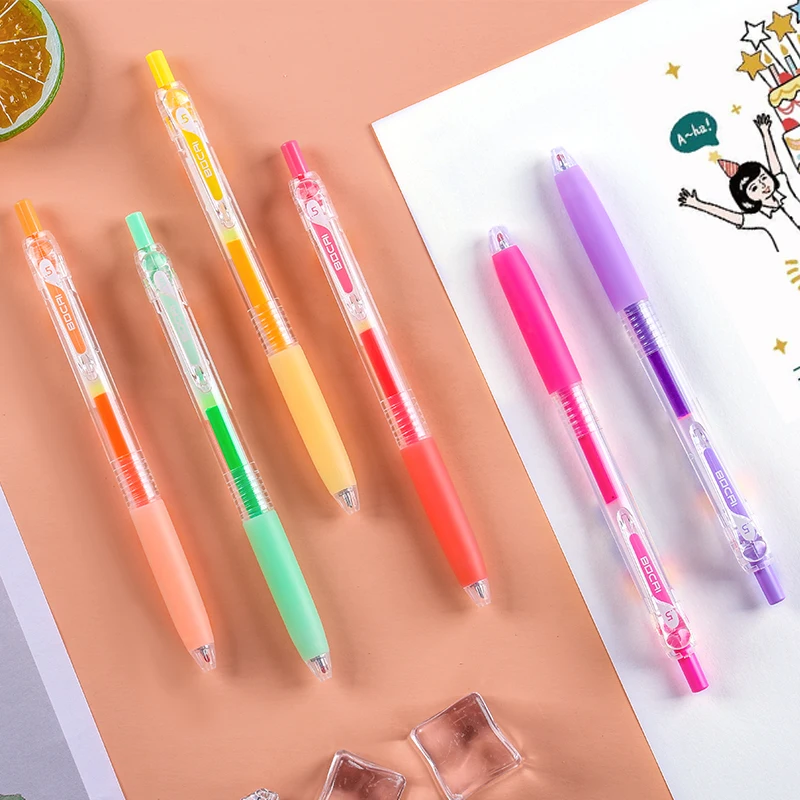 

BOCAI Juice Color Pen Gel Pen Press Gel Pen Multicolor Students Use to Take Notes Cherry Pink Gel Pen 1PCS