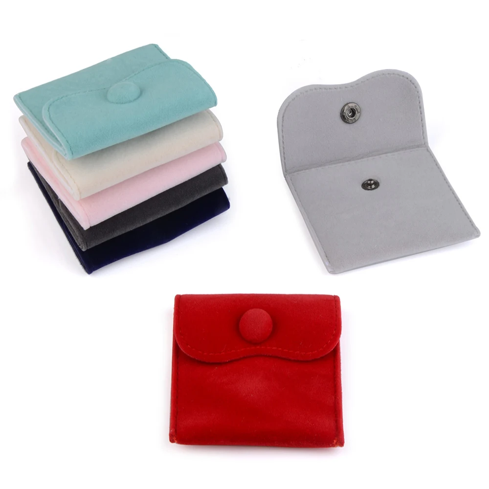 2pcs/lot Velvet Pouch Jewelry Bag Snap Fastener Bags Soft Jewelry Gift Bag Packaging Storage Bracelet Earring Necklace