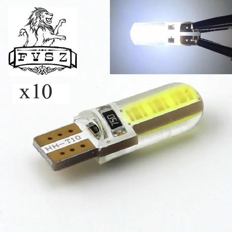 10Pcs W5W T10 LED COB 194 3W 6000K Car Lamp Bulbs From 3 D Jelly Light-Emitting Diodes Independent