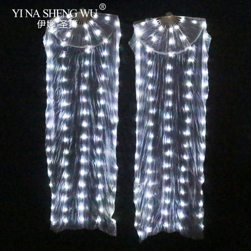 Belly Dance Silk LED Fans Stage Performance LED Props Fans Colorful Light up LED Fans Shiny LED 1pc/1pair Fans (można tworzyć kolory)