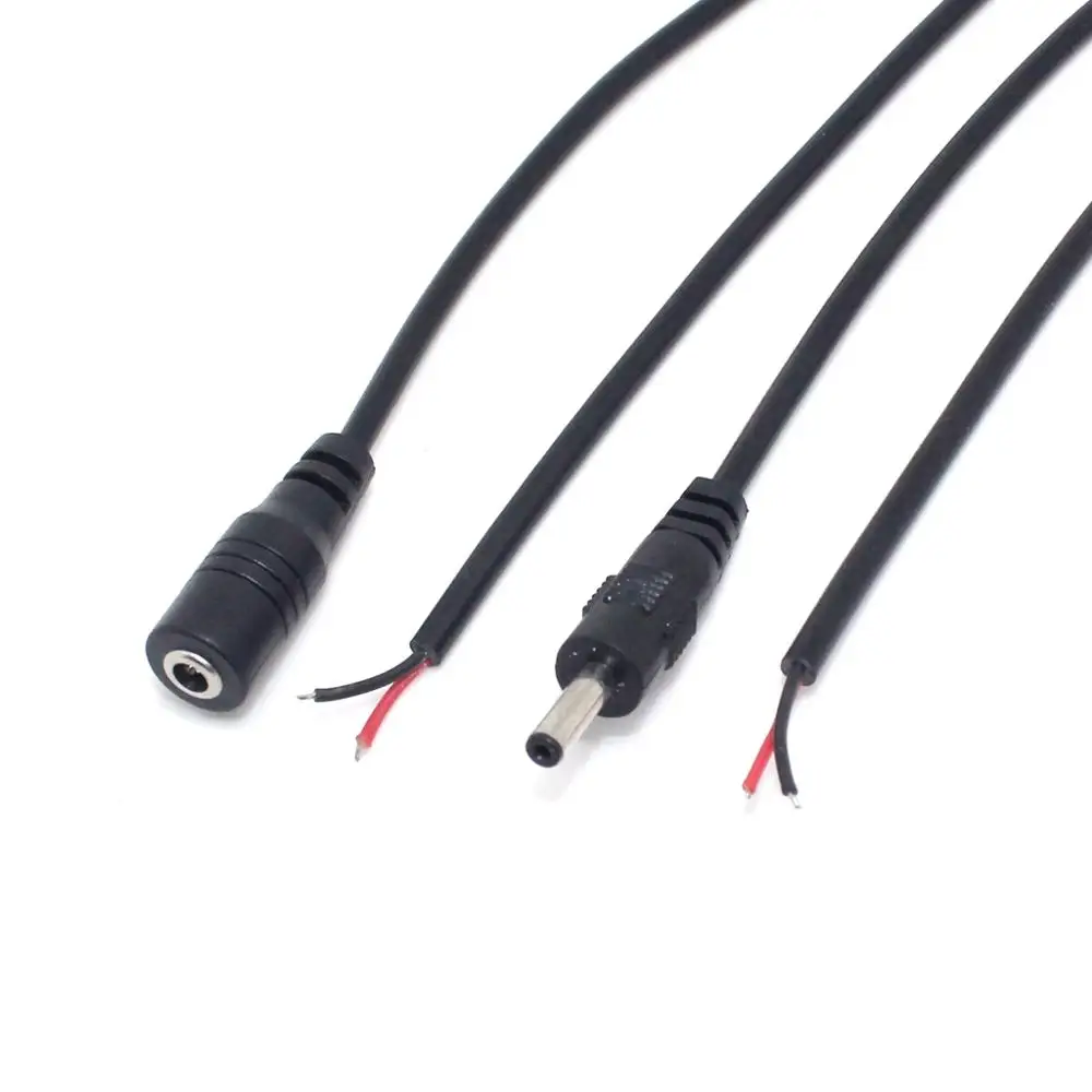 10pcs/lot DC 3.5*1.35mm Jack Plug Power Cable, 3.5 x 1.35mm DC Female/Male Adapter Stripped Cord For LED/Monitoring 30CM