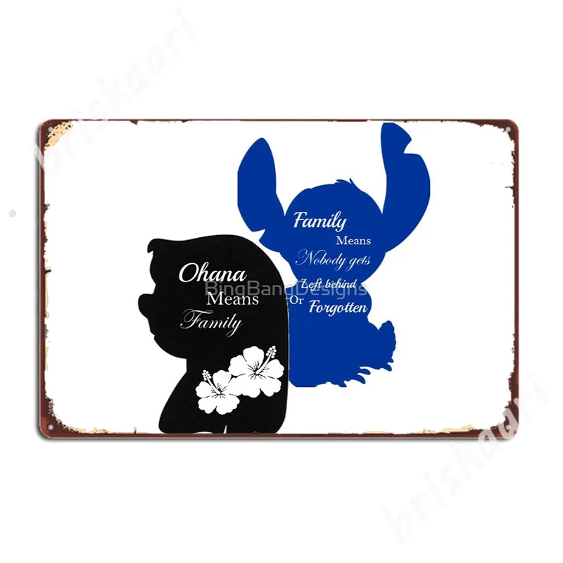 Ohana Means Family Metal Signs Living Room Wall Plaque Wall Cave Classic Tin sign Posters