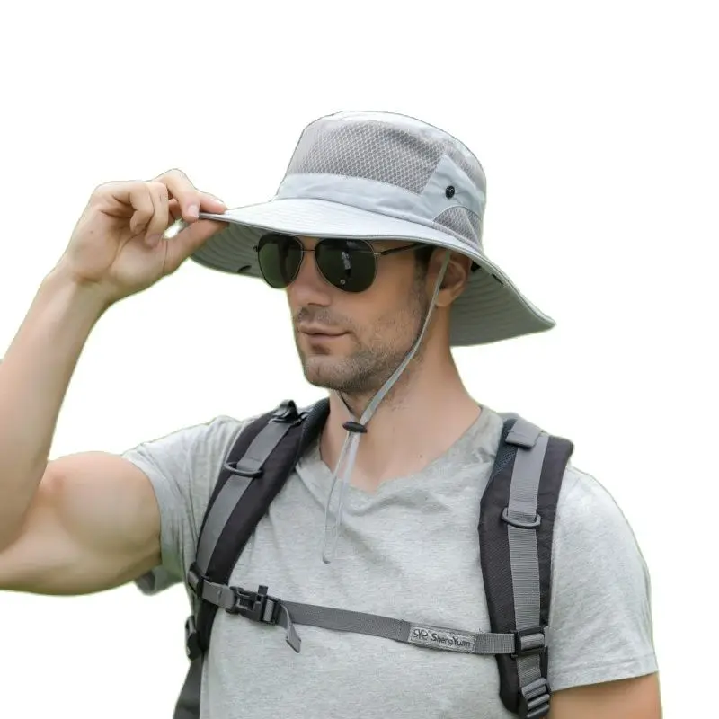 

1Pcs Men Fishing Hats Camping Hiking Hunting Sun Hat Bucket Flap Cap Breathable Fishing hiking Wide Brim Cap