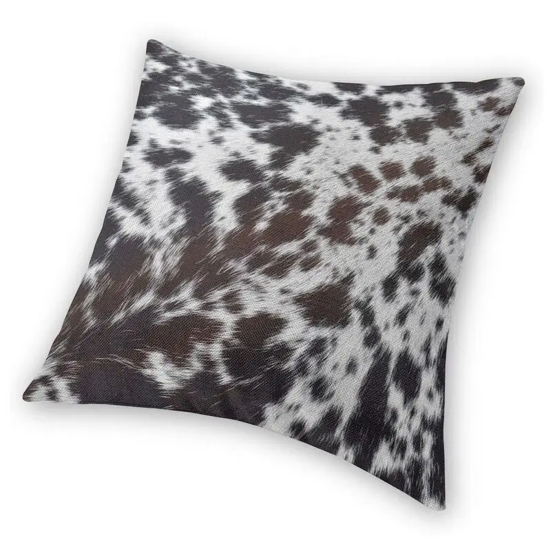 Cowhide Art Rustic Animal Fur Pattern Cushion Covers Sofa Living Room Skin Leather Square Throw Pillow Cover 40x40