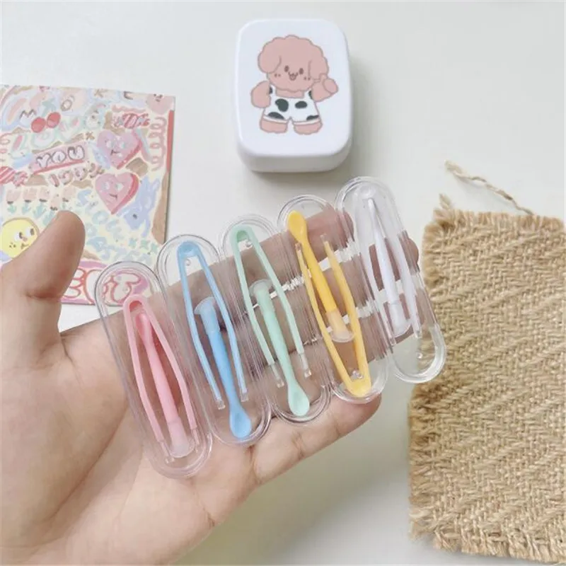 5 مجموعة جديدة من ملاقط العدسات اللاصقة متعددة الألوان وعصا الشفط لأداة المشابك الخاصة ومزيل إدخال العدسات اللاصقة