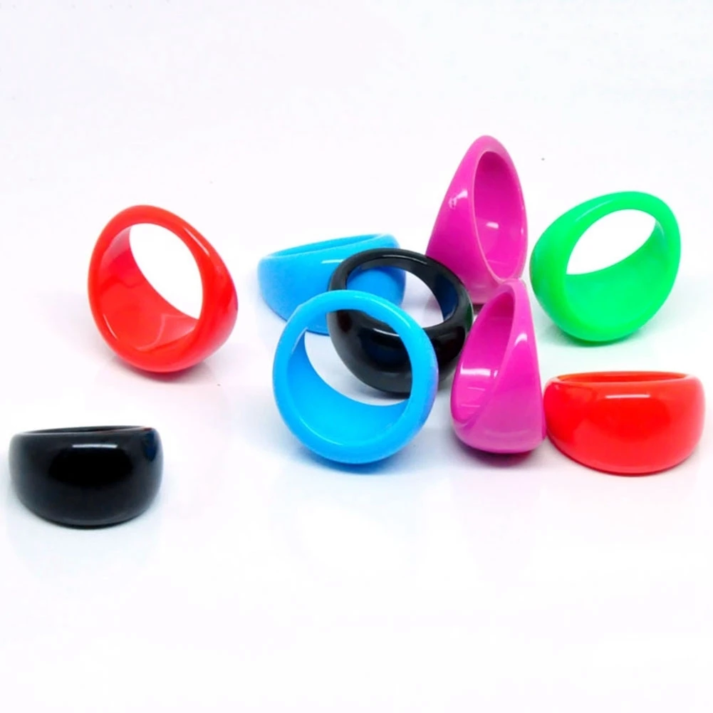 20Pcs/Lot Wholesale Solid Color Rings For Women Mix Lots Colourful Resin Chunky Fashion Round Finger Rings Jewelry Anel