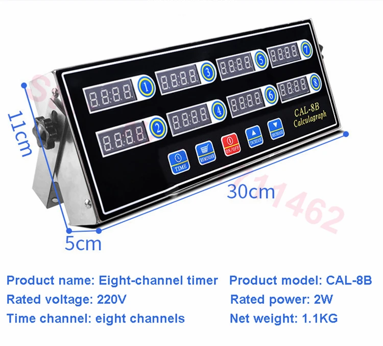 Bếp Nấu Hẹn Giờ 8 Kênh Kỹ Thuật Số Màn Hình LCD Hiển Thị Đồng Hồ Lắc Nhắc Nhở Thép Không Gỉ Hẹn Giờ Calculagraph