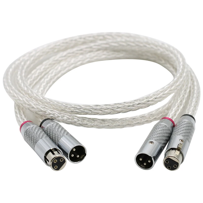 

Hi-End 8AG Silver Plated OCC 16 Strands Audio Cable With Carbon Fiber 3pins XLR Balanced cable,xlr connector,audio