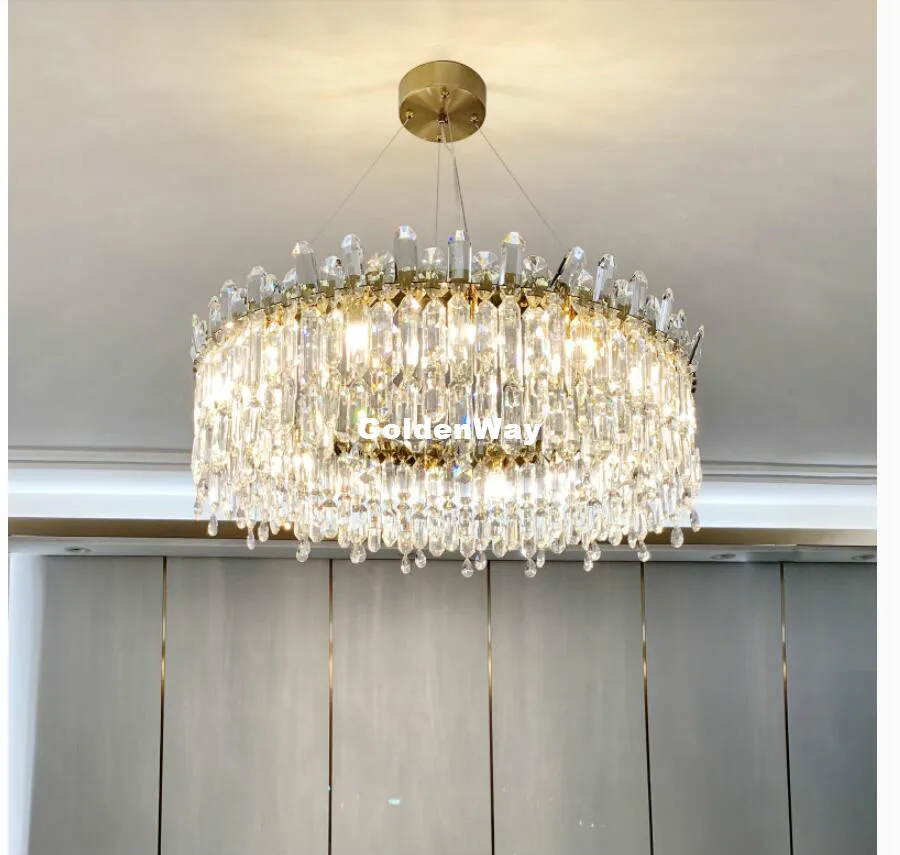 Free Shipping LED Crystal Pendant Lights Lamp Modern Nordic Living Room AC Cristal Lustre D60cm Hanging Fixtures Home Decoration