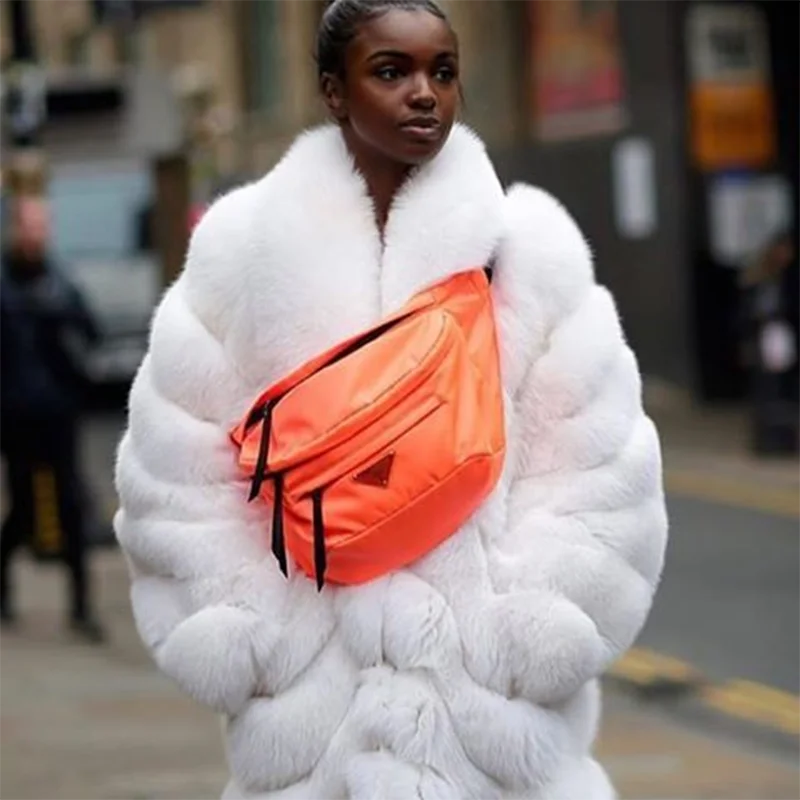 TOPFUR 2021 Natural Real White Fox Fur Long Coat Luxury Long Sleeve Warm Fox Fur Coat For Women Fashion Luxury Outwear