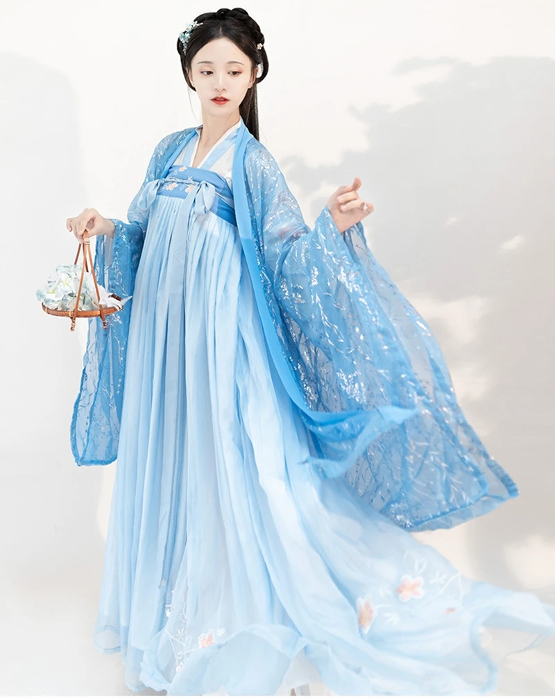 

chinese cosplay Early summer Chinese traditional Hanfu dress two-piece Chinese embroidered 6 meters skirt swing Hanfu women