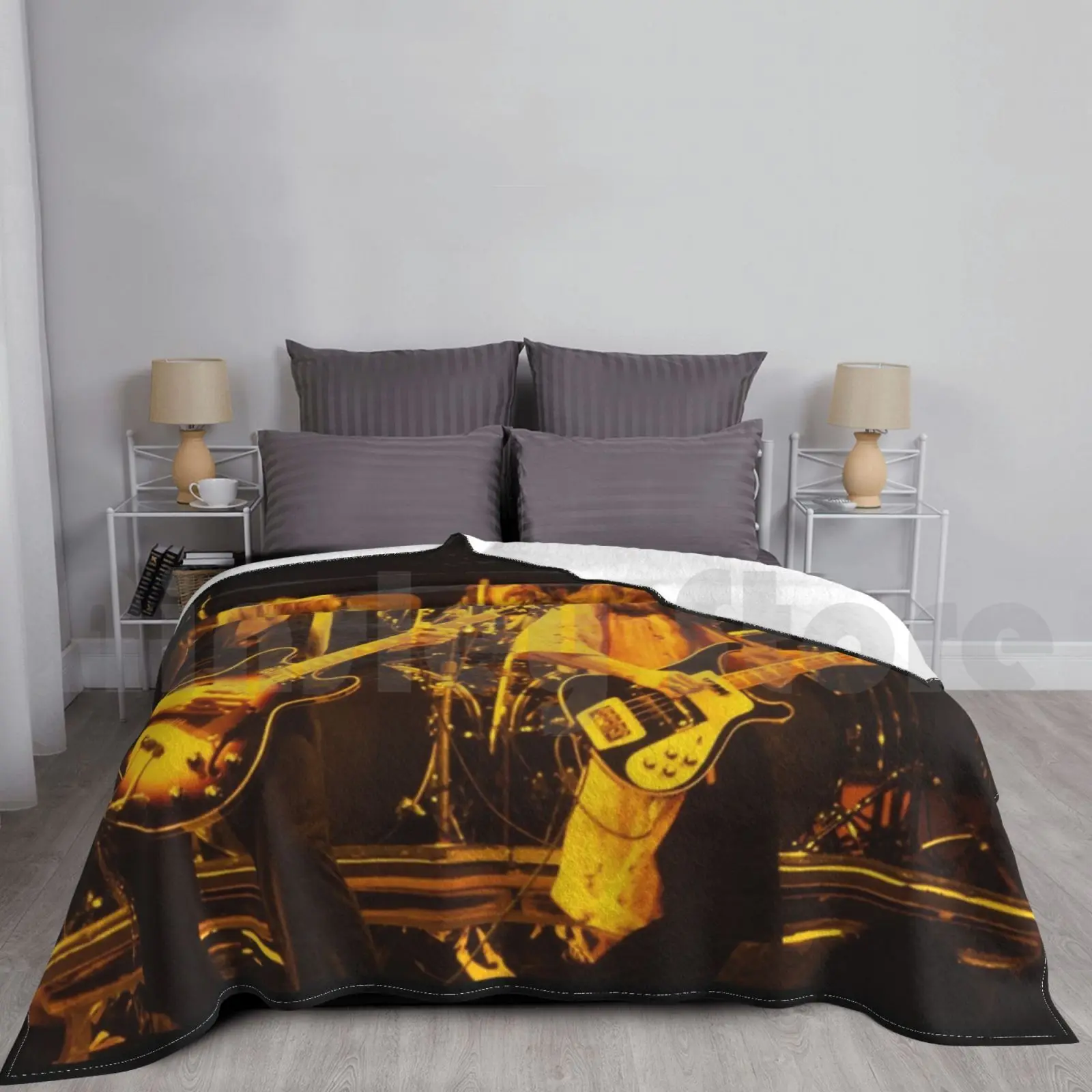 Yellow Light Concer Peart Blanket Fashion Custom Metal Music Rush Neil Heavy Metal 1970s Black Metal Punk