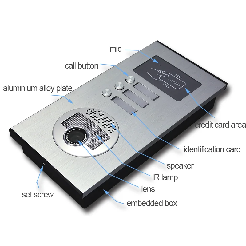 9 Inch Multi Apartments Families Video Door Intercom System 2/3/4/6/8/10/12 Units Apartment RFID Keyfobs Video Door phone Kits