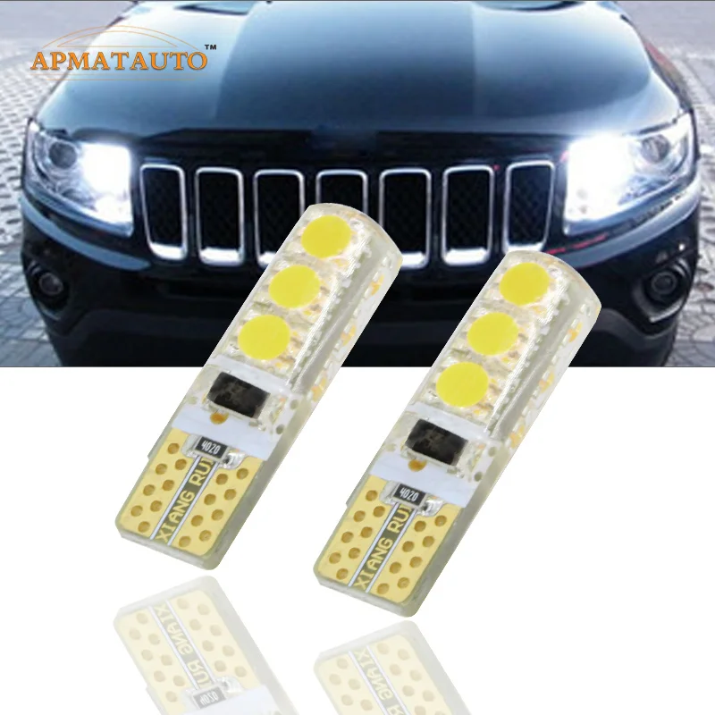 2  x T10 W5W T16  Parking Lights Sidelight  Marker  Bulb Front Small Lamp Led For Jeep Compass Grand Cherokee Wrangler Liberty