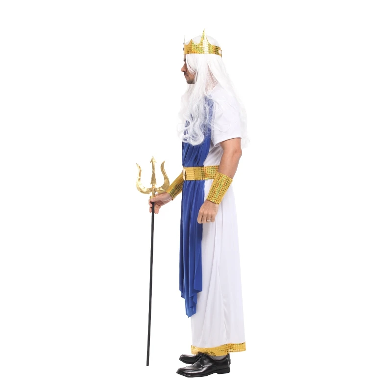 Fantasia Adulto Uomini Mitologia Romana Dio del Mare Re Nettuno Poseidon Costumi Halloween Purim Festa di Carnevale Abiti Cosplay