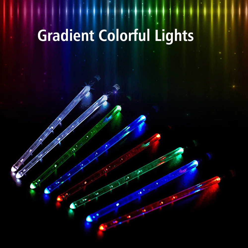 LED Light Up Drumsticks Jazz Drum Sticks 15 Gradient Colorful Lights USB Charging with ON/OFF Switch