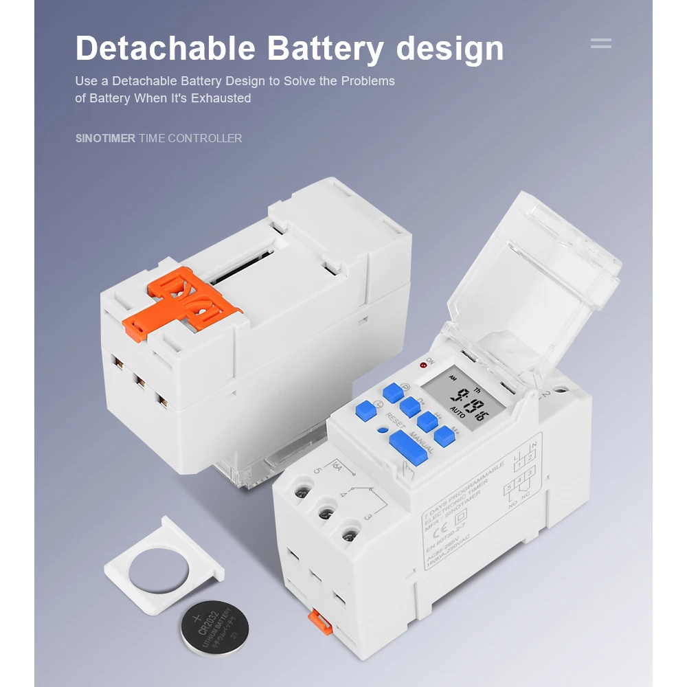 Electronic Weekly 7 Days Programmable Digital Industrial Time Switch Relay Timer Control AC 220V 16A Din Rail Mount