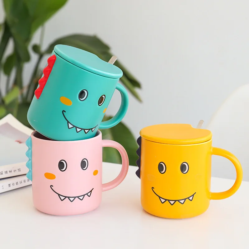 

Ceramic Dinosaur Mugs Smiling Expression Face Cartoon Coffee Milk Tea Mugs Cute Drinkware Water Holder For Friend Kids Mug