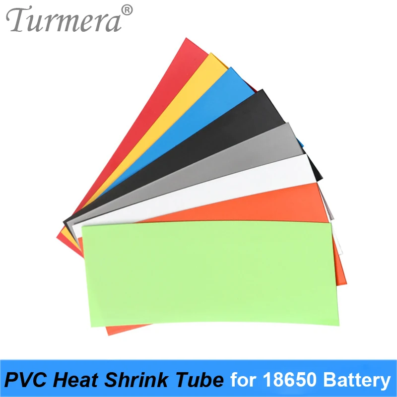 Turmera-Tubo termorretráctil de PVC, envoltura de batería de litio 100, tamaño de 18650mm, reemplazo de tubo para cigarrillo electrónico Mod, DIY, 7 colores, 18,5 piezas