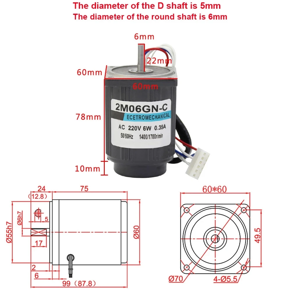 6W AC Motors 220V Single Phase High Speed 1400rpm 2800rpm Electric Motor 220 V Speed Control Reversed For High-End Smart Devices