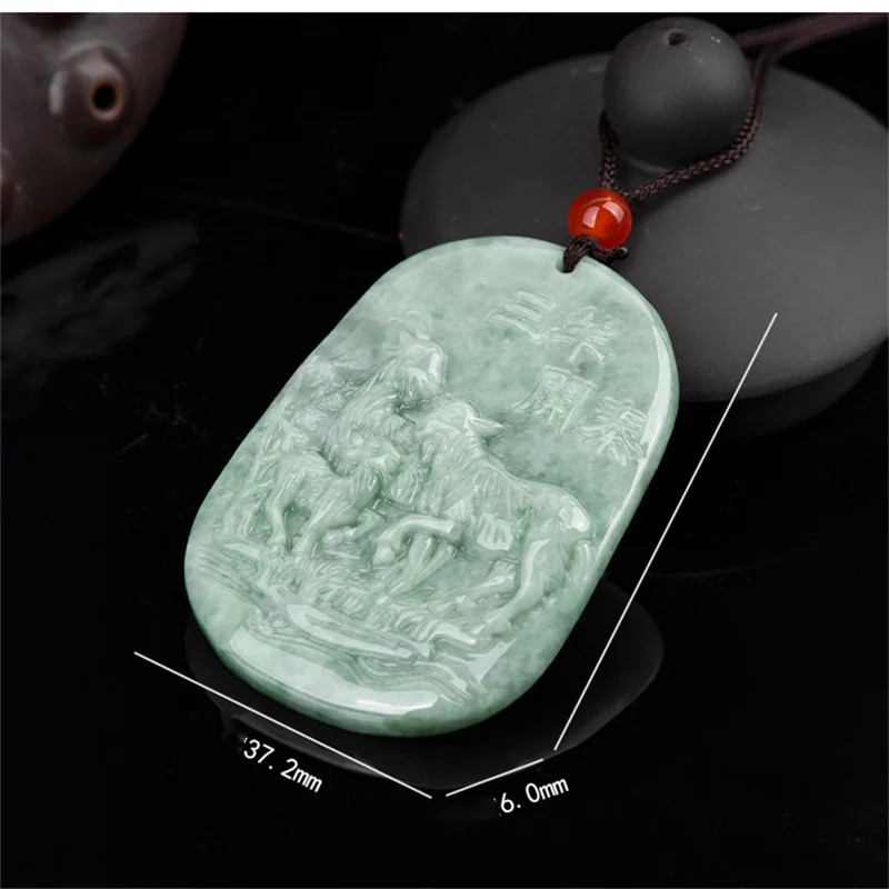 Hot selling natural hand-carve Ice species jade zodiac sheep  ecklace pendant fashion jewelry Men Women Luck Gifts amulet