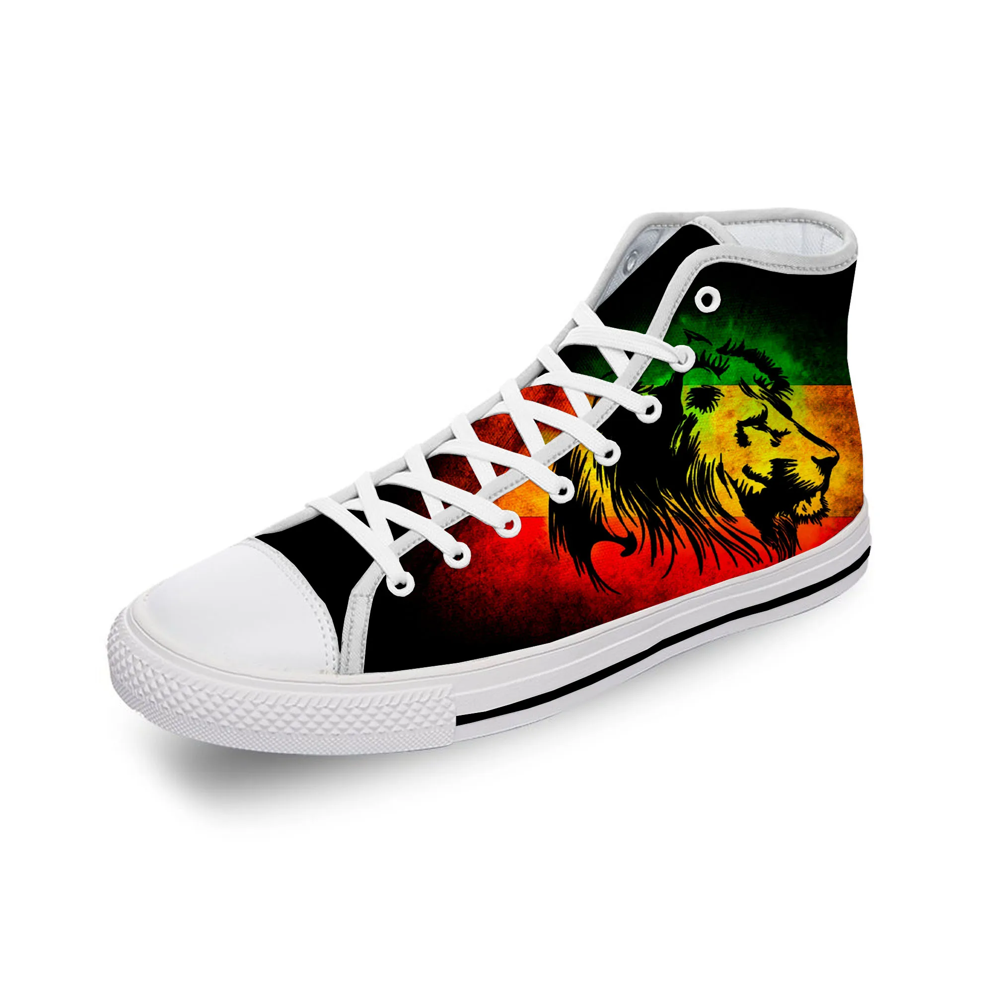 Ethiopia Flag Lion of Judah Reggae Rasta White Cloth 3D Print High Top Canvas Shoes Men Women Lightweight Breathable Sneakers