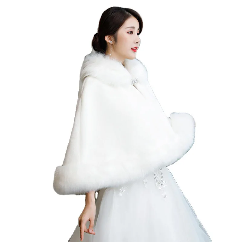 Ivory Faux Fur Wedding Wraps Warm Bolero Mariageในสต็อกเจ้าสาวร้อนแจ็คเก็ต/Shawอุปกรณ์จัดงานแต่งงาน