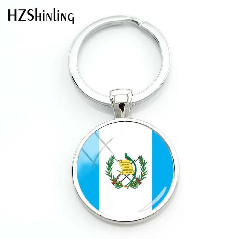 2018 Fashion Albania Flag Keyrings For a Woman French Flag Glass Dome Keyring Guatemala Glass Cabochon Keyring