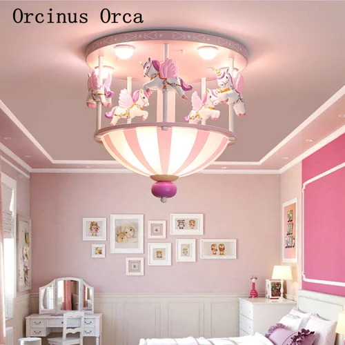 Cartoon creative circus pink ceiling light Boy Girl Bedroom children\'s room light romantic cute pony ceiling light