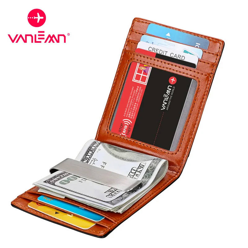 RFID Credit Card Holder Carbon Fiber Wallet Men Metal Money Clip Wallets 2 in1 Mens Card Cash Banknote Holders Boy ID CardHolder