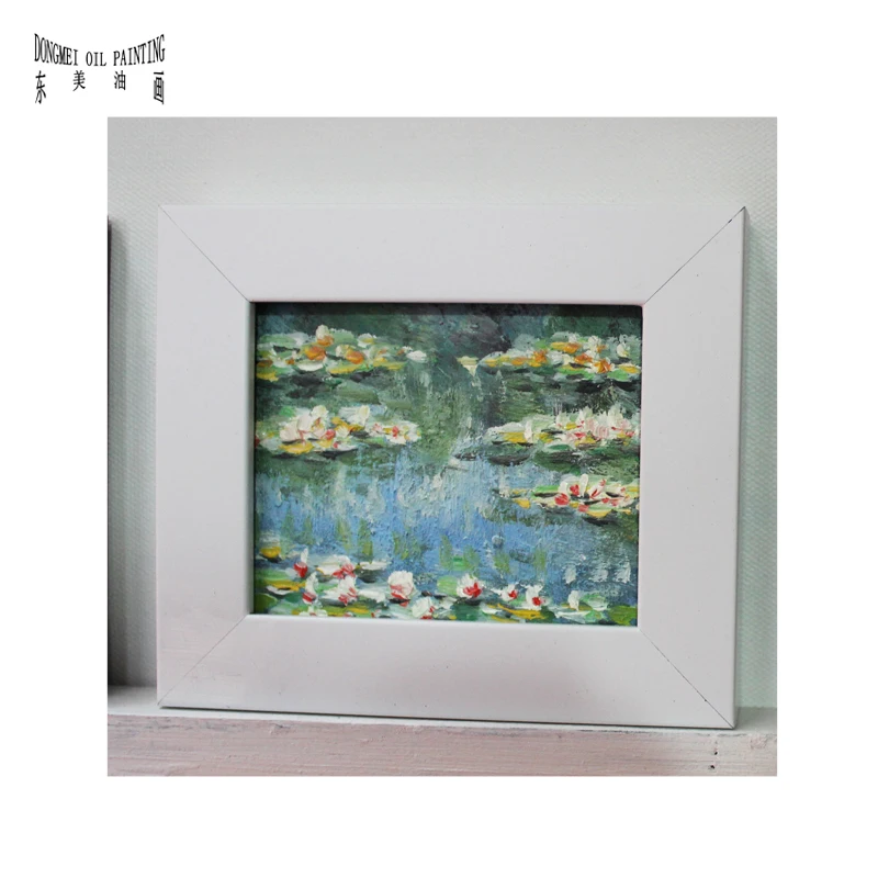 hand-painted oil painting Mini world famous paintings on Small thin board Match framework high quality  Water lily DM-928006