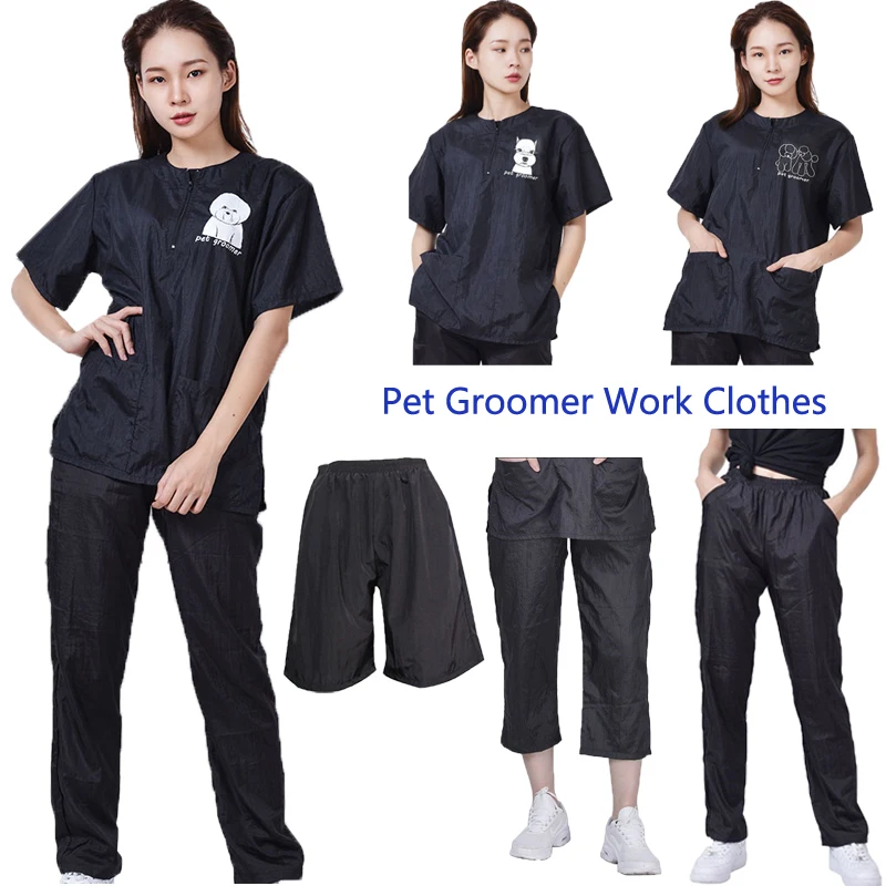 Men And Women Pet Shop Cosmetology Uniforms Waterproof Work Clothes Hair Salon Hairdressing Barber Shop Groomer Overalls