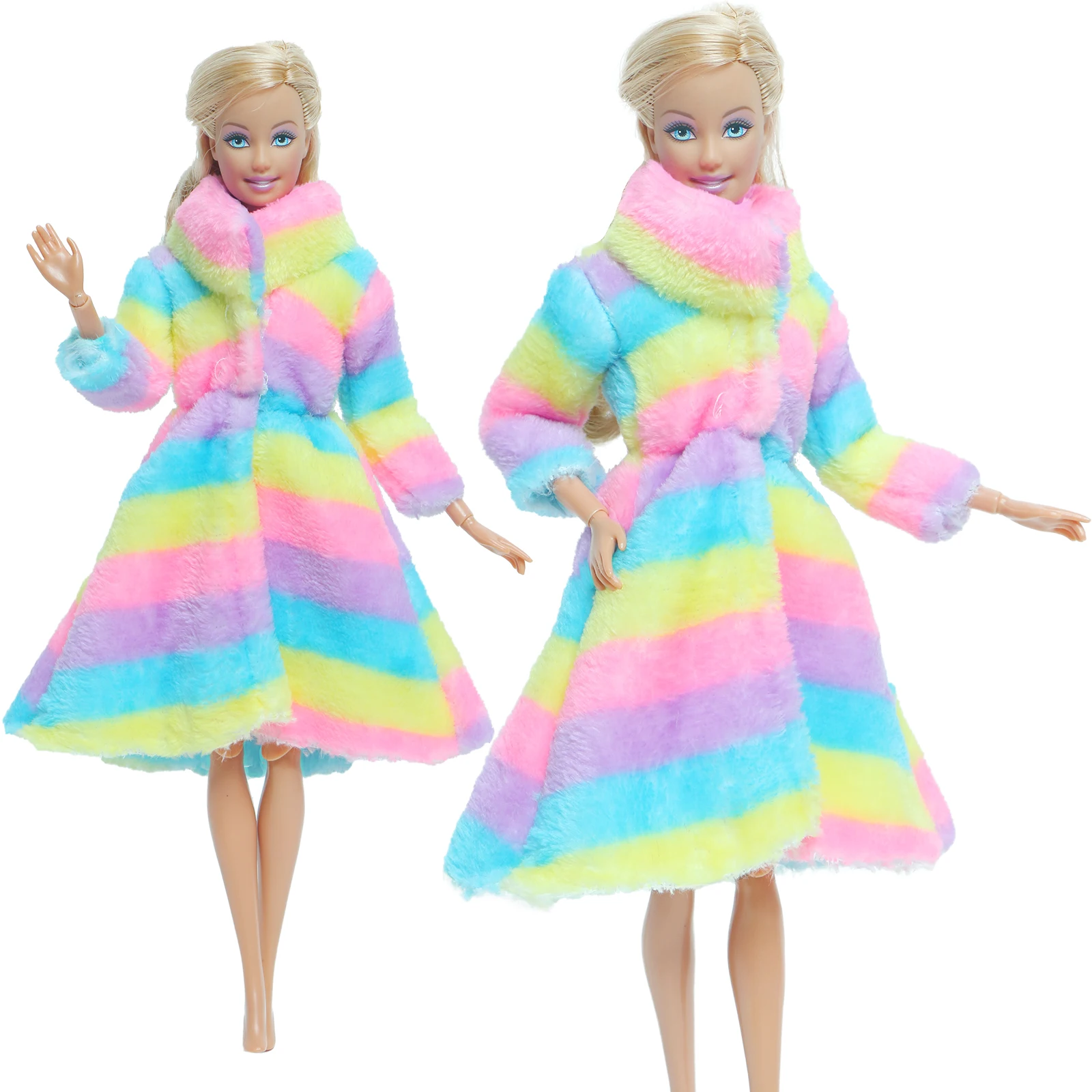 1 Pcs Handmade High Quality Doll Coat Clothes for 1/6 Doll Winter Wear Dress  Rainbow Fur Outfit 12'' Doll Accessories Kid Toys - AliExpress 26