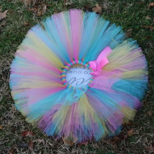 Girls Pastel Tutu Skirts Baby Ballet Tutus Tulle Pettiskirt Underskirts with Pink Satin Bow Kids Birthday Party Costume Skirt