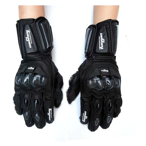 Imagen 1 del producto Guantes de Moto de cuero genuino para hombre, Guantes de defensa de seguridad de fibra de carbono para Motocross, Guantes de conducción al aire libre con pantalla táctil para Moto